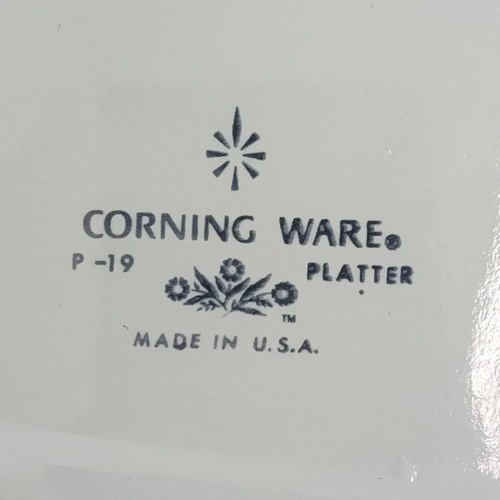 Vintage Corning Ware Blue Cornflower P-19 Meat Platter 16 Inch Oval Tree Well